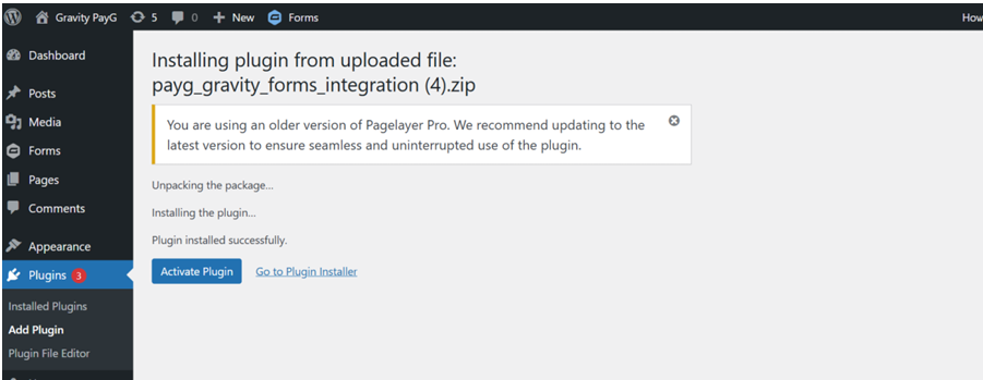 activate payg plugin